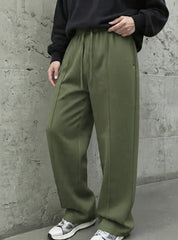 `ESSENTIALS Wide-Leg Interlock Trousers | Olive`