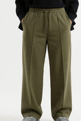 `ESSENTIALS Wide-Leg Interlock Trousers | Olive`