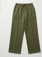 `ESSENTIALS Wide-Leg Interlock Trousers | Olive`
