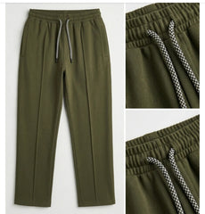 `ESSENTIALS Wide-Leg Interlock Trousers | Olive`